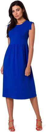 B262 Sukienka z Podwyższoną Talią - Chabrowa M (38) niebieski
