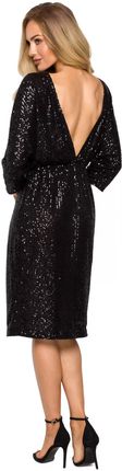 M716 Sukienka z Głębokim Dekoltem na Plecach - Czarna L (40) czarny