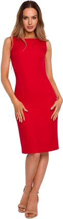 M667 Sukienka Ołówkowa z łańcuszkiem na Plecach - Czerwona S (36) czerwony