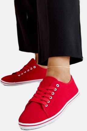 Sportowe buty czerwone klasyczne tenisówki materiałowe 28670 rozmiar 40