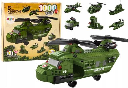 Lean Toys Zestaw Klocków Helikopter Wojskowy Militarny Zielony 1000El.