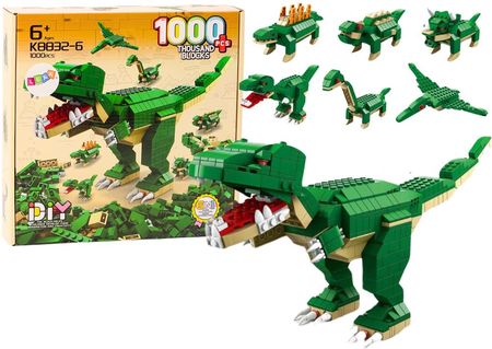Lean Toys Klocki Konstrukcyjne Dinozaury 6W1 Zestaw Diy Dinozaur 1000El.