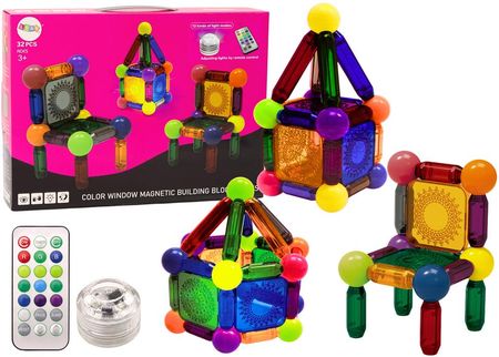 Lean Toys Zestaw Klocków Magnetycznych Z Podświetleniem 32 Elementy