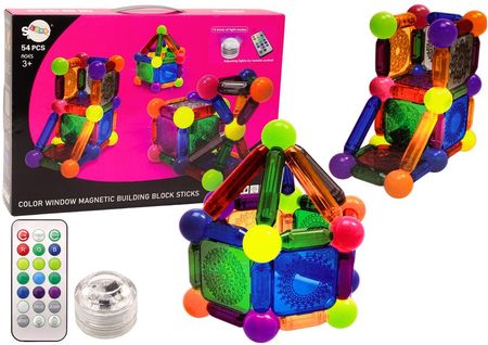 Lean Toys Zestaw Klocków Magnetycznych Z Podświetleniem 54 Elementy