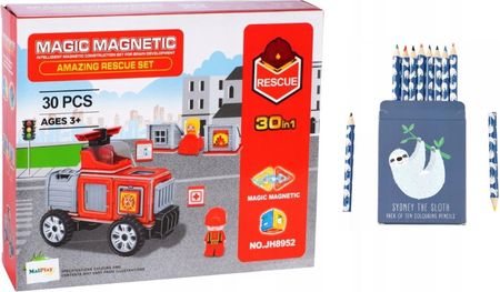 Magic Magnetic Klocki Magnetyczne Straż Pożarna 30 Elementów