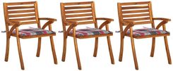 Zakito Home Krzesło Ogrodowe Z Poduszką Drewno Akacjowe Czerwona Kratka 59X59X87cm Zh3060820