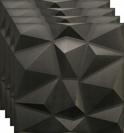 Eurodeco Panele Ścienne Czarne Kasetony Wzór 3D Diament Dekoracja Ścian Zestaw 1m2