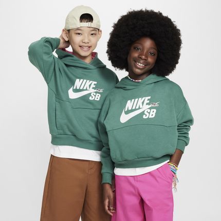 Bluza z kapturem o kroju oversize dla dużych dzieci Nike SB Icon Fleece EasyOn - Zieleń