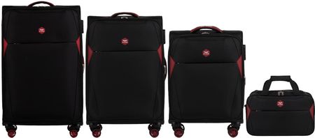 Zestaw 3 walizek DIPPER + torba podręczna Wings BLACK