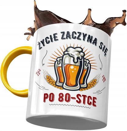 Polidraw Kubek Żółty Na Urodziny 80 80Te 80-Te Z Nadrukiem Ze Zdjęciem