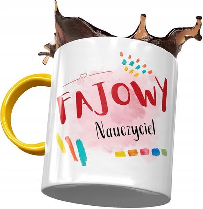 Polidraw Kubek Żółty Dla Nauczyciela Fajowy Nauczyciel Z Nadrukiem Ze Zdjęciem