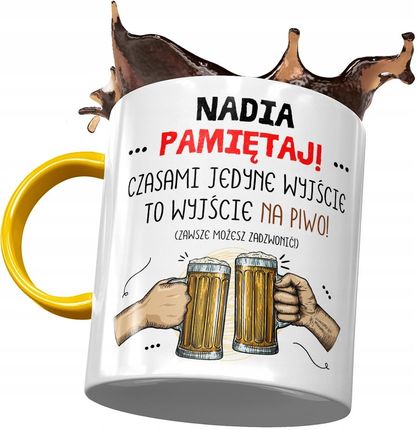 Polidraw Kubek Żółty Dla Nadii Koleżanki Żony Z Nadrukiem Ze Zdjęciem