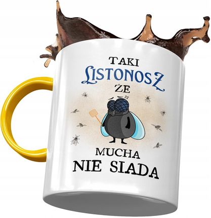 Polidraw Kubek Żółty Dla Listonosza Że Mucha Nie Siada Z Nadrukiem Ze Zdjęciem