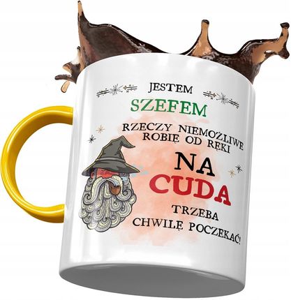 Polidraw Kubek Żółty Dla Szefa Trzeba Chwilę Poczekać Z Nadrukiem Ze Zdjęciem