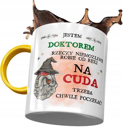 Polidraw Kubek Żółty Dla Doktora Na Cuda Trzeba Poczekać Z Nadrukiem Ze Zdjęciem