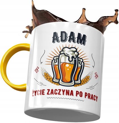 Polidraw Kubek Żółty Dla Adama Kolegi Męża Z Nadrukiem Ze Zdjęciem
