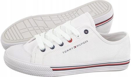 Buty Obuwie Młodzieżowe Trampki Tommy Hilfiger Low Cut Sneaker Białe
