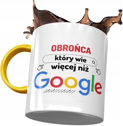 Polidraw Kubek Żółty Dla Obrońcy Wie Więcej Niż Google Z Nadrukiem Ze Zdjęciem