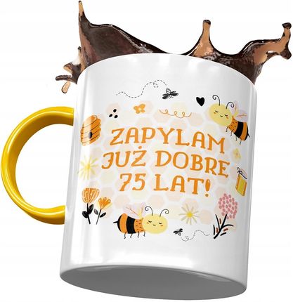 Polidraw Kubek Żółty Na Urodziny 75 75Te 75-Te Z Nadrukiem Ze Zdjęciem