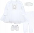 Ubranko do chrztu 74 komplet niemowlęcy 4 szt Haft sukienka dla dziewczynki