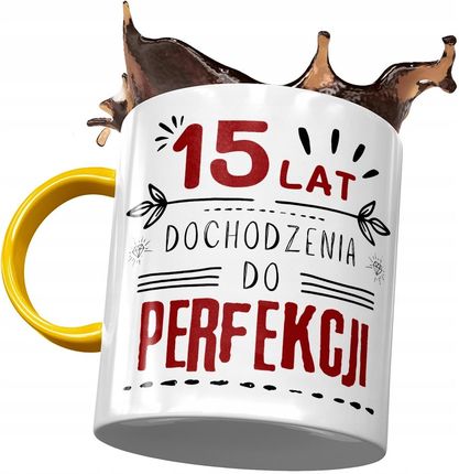 Polidraw Kubek Żółty Na Urodziny 15 15Ste 15-Ste Z Nadrukiem Ze Zdjęciem