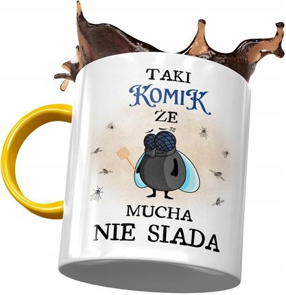 Polidraw Kubek Żółty Dla Komika Taki Że Mucha Nie Siada Z Nadrukiem Ze Zdjęciem