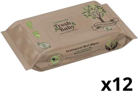 Aksan Kozmetik Fresh Baby Aqua Nature Ekologiczne Chusteczki Nawilżane Wodą 12X60Szt. 12-Pack