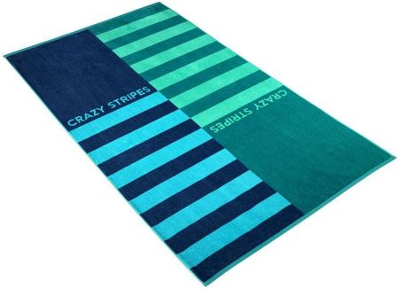 Ręcznik plażowy 100x180 cm Crazy Stripes 002 niebiesko-zielony