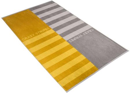 Ręcznik plażowy 100x180 cm Crazy Stripes 001 żółto-szary