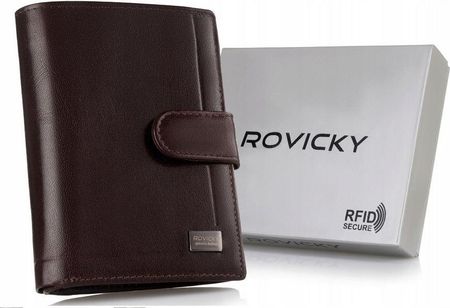 Skórzany portfel na karty z eleganckimi przeszyciami Rovicky