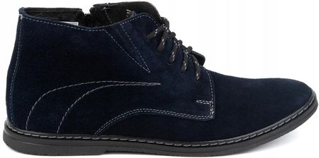 Zamszowe sztyblety za kostkę buty skórzane męskie czarne sznurowane 307l 42