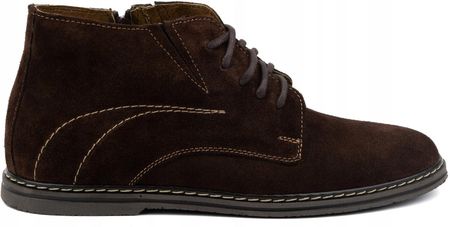 Zamszowe sztyblety za kostkę buty skórzane męskie czarne sznurowane 307l 42