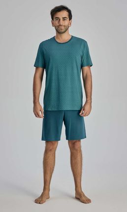 Piżama męska krótki rękaw zielona M-3XL (25 - zieleń butelkowa, M)
