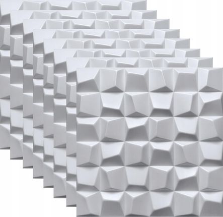 Eurodeco Panel Ścienny 3D Biały Kaseton Kostka Dekoracyjna Sufitowa Dekoracja 8x