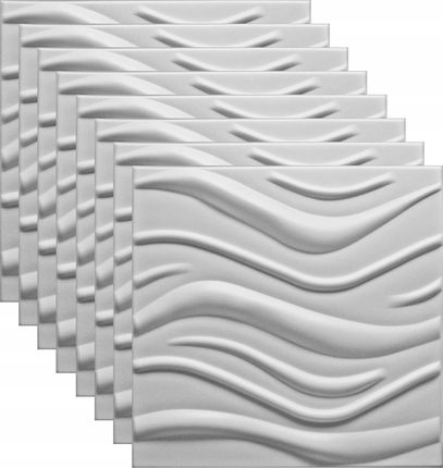 Eurodeco Panele Ścienne 3D Fale Kaseton Sufitowy Wave Wzór Biały Dekor Ścienny 3D 8x