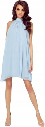Szyfonowa sukienka z dekoltem halter błękitny L/XL