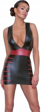 Obcisła sukienka z czerwonymi wstawkami M