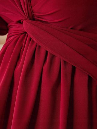 Shein NI3 dye czerwona midi sukienka długi rękaw falbana XXL