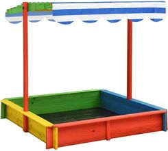 Zakito Home Piaskownica Z Daszkiem Uv50 115X115X115 Cm Drewno Niebiesko-Białe Pasy