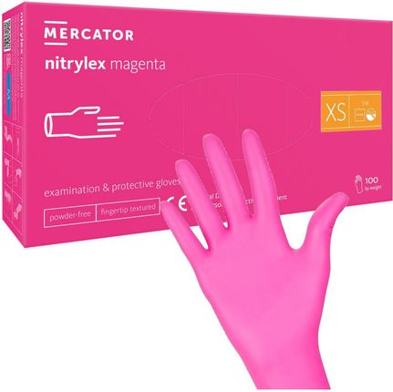 Mercator Medical Mercator Nitrylex Magenta Rękawice Nitrylowe Różowe Rozmiar XS 100szt.