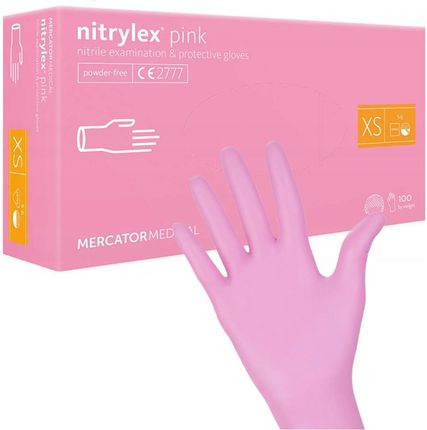 Mercator Medical Mercator Nitrylex Pink Rękawice Nitrylowe Różowe Rozmiar Xs 100szt.