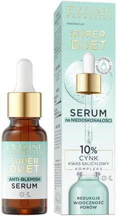 EVELINE Super Duet Serum na niedoskonałości do twarzy 10% Cynk Kwas Salicylowy, 18ml 