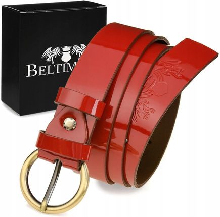 Beltimore Beltimore skórzany damski pasek do spodni 3 cm czerwony A67 czerw