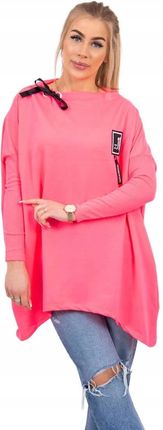 Bluza oversize z asymetrycznymi bokami różowy neon
