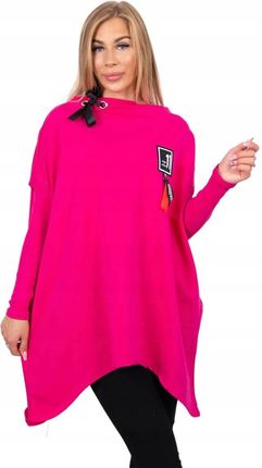 Bluza oversize z asymetrycznymi bokami fuksja