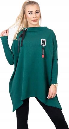 Bluza oversize z asymetrycznymi bokami ciemno zielona