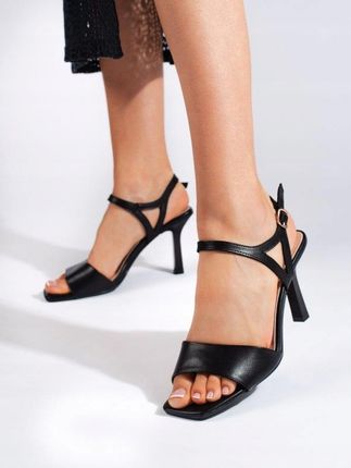 Czarne damskie sandały na szpilce Sergio Leone 36