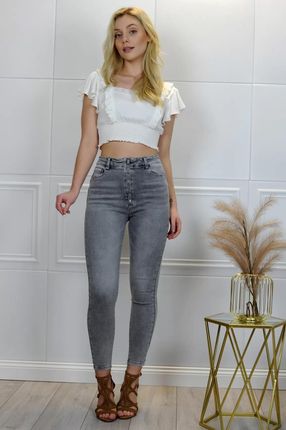 Merribel Elastyczne Jeansowe Spodnie Rurki Callinera Szare L (40) szary