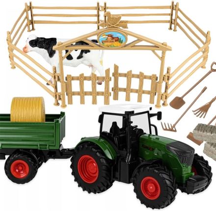Woopie Zestaw Mini Farma Traktor Zwierzęta Osada Rolnik Narzędzia
