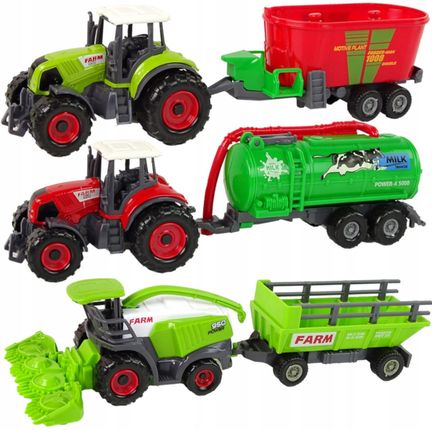 Stator Zestaw Farmera 6W1 Kombajn 2X Traktor Metalowe +3 Przyczepy Rolnicze Dzieci